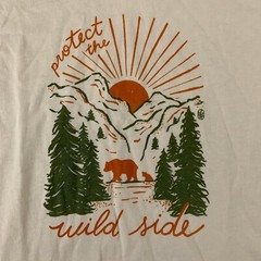Royal Apparel Adult Size XS Cream Protect The Wild Side Graphic Short Sleeve Tee