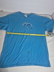 Unisex Lg Y2k Dolphin T Shirt Blue with Gems Short Sleeve Myrtle Beach SC