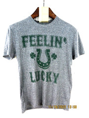 LEISURE SZ M Poly/Cotton/Rayo NWT Gray Green Irish FEELIN’ LUCKY T- Shirt Blouse