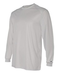 Badger Men B-core Long Sleeve T-shirt Antimicrobial Workout 4104 Silver Large