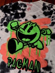 Pac-Man Mens Large L White Black Tie Dye Retro Graphic C-Life Group T Shirt B5