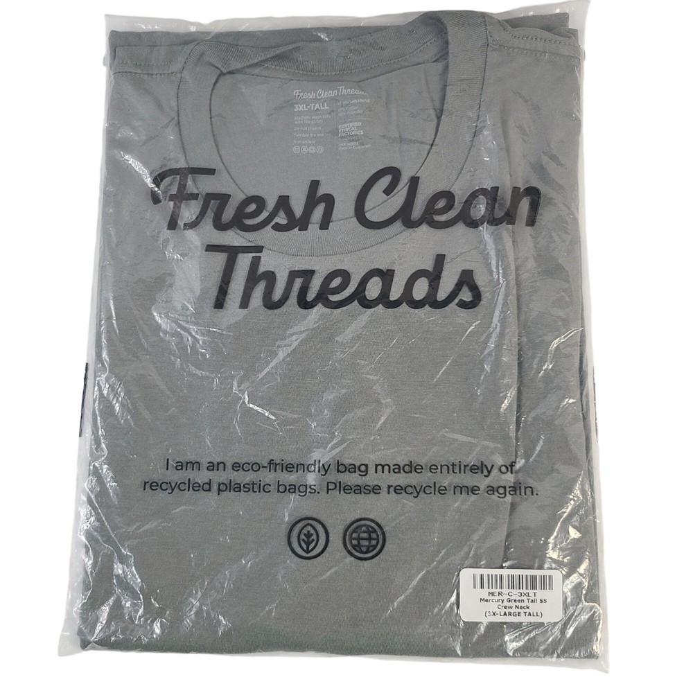 NEW Fresh Clean Threads Mercury Green Tall Crew Neck T-Shirt 3X-Large Tall Soft