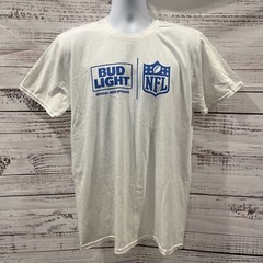 BUD LIGHT NFL OFFICIAL BEER SPONSOR White/Blue T-SHIRT Size Large/ L NWOT