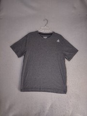 Reebok Mens Shirt Medium Gray Short Sleeve Crewneck Solid Casual Logo Pullover