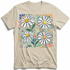 Retro Floral Daisy T-Shirt Colorful Botanical Wildflower Nature Spring Tee