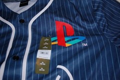 Sony PlayStation Kanji Baseball Jersey Official License Navy Pinstripe XL