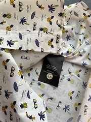 SLATE & STONE MEN’S WHITE PRINTED SHORT SLEEVE POINT COLLAR SHIRT Sz M