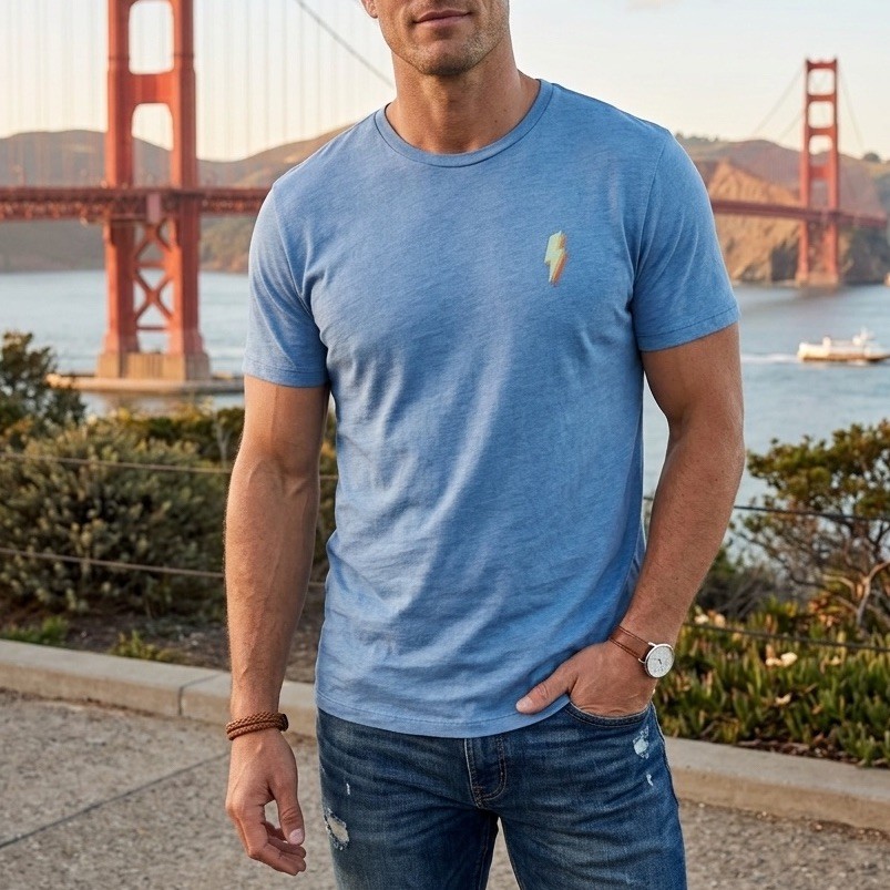 Marine Layer Men’s T-Shirt Sz L Short Sleeve Blue Cotton Blend Stretch Casual