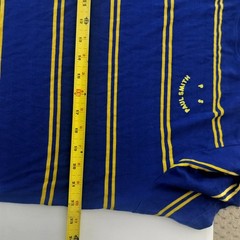 PS Paul Smith Mens Striped Smiley Face Logo T-Shirt Blue Yellow Large