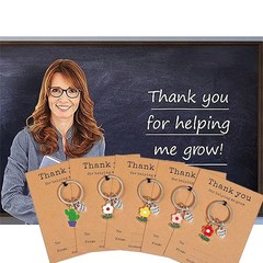 5PCS Flower Keychain Charms with Thank You for Helping Me Grow Cards Teacher …