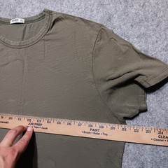 Buck Mason Shirt Mens Medium Green Cotton Crew Neck Tee Drop Cut USA Huckberry