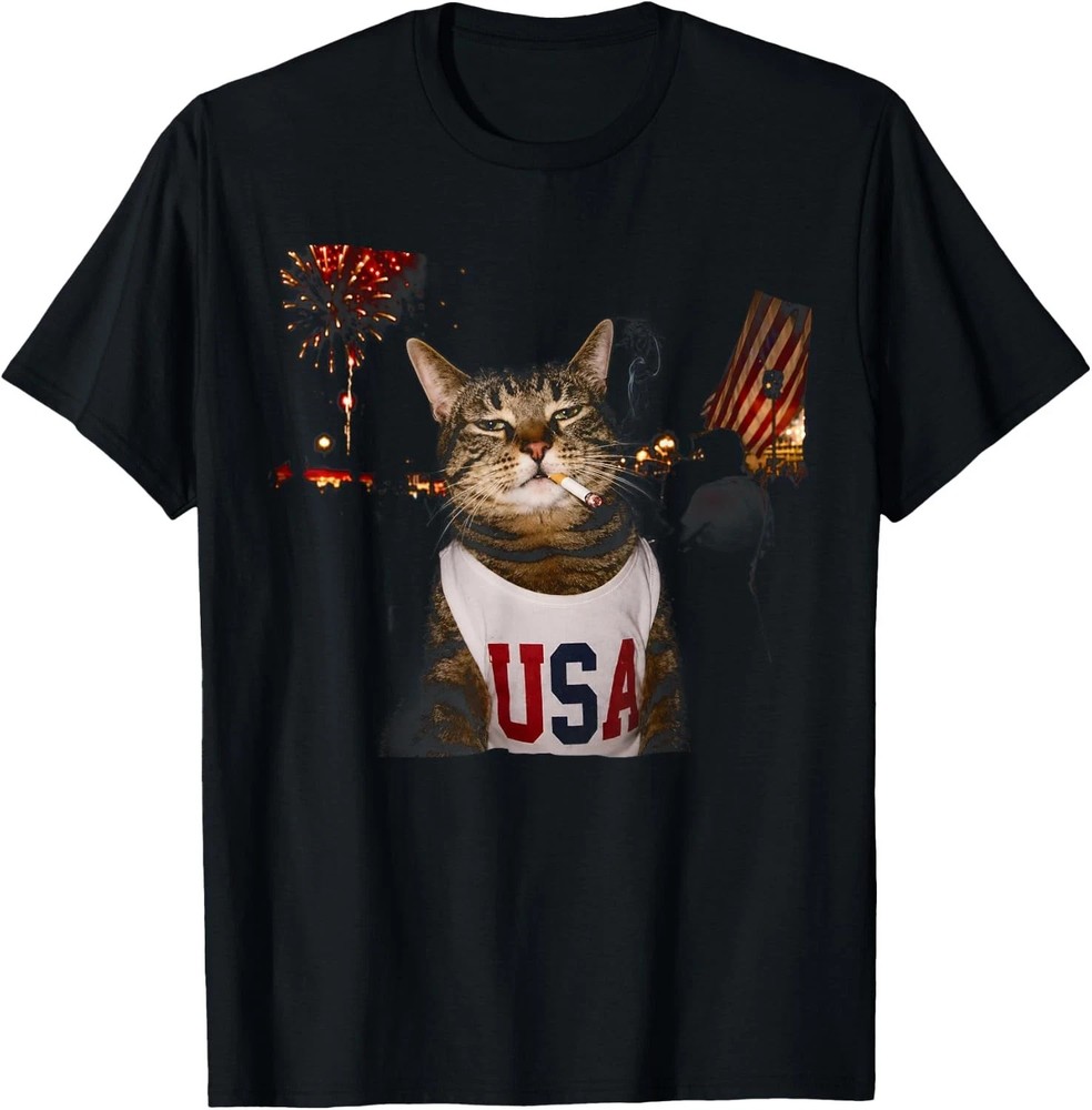 Cat Make Me Happy T-Shirt Unisex Funny Cartoon Dog Lover Graphic Tee