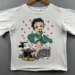 Vintage Betty Boop Shirt Mens XL White Single Stitch 90s Boxy Fit AOP Hearts