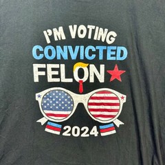Political Humor T-Shirt I’m Voting Convicted Felon 2024 Graphic Tee Sz 2XL