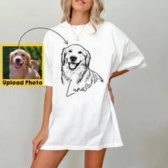 Custom Dog Portrait Photo Comfort Tee Personalized Pet Memorial Shirt Gift