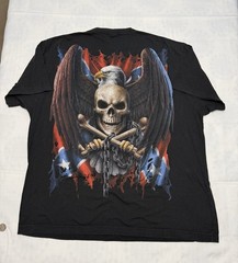 Spiral Direct Eagle Skull Graphic T-Shirt XXL Black Double Sided Gothic Biker