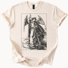 Saint Michael Slaying Dragon T Shirt Renaissance Art Tee Angel Defeats Devil Shi