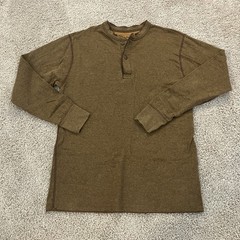 LL Bean River Driver Henley Shirt Sweater Long Sleeve Brown Mens Sz MEDIUM TALL