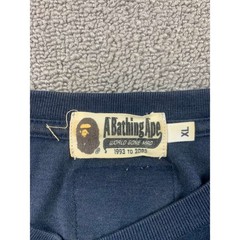A Bathing Ape Long Sleeve T Shirt Men XL Navy Chest Logo Patch Tag Streetwear