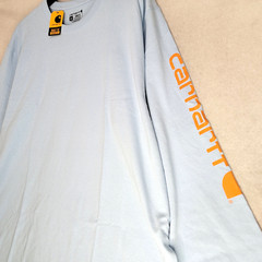 CARHARTT Shirt Mens 2XL XXL BLUE ORANGE WORK WEAR Long Sleeve PULLOVER NWT