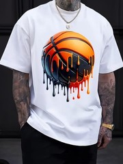 Melting Basketball Graphic T-Shirt – Urban Streetwear Dripping Sports Tee
