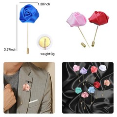 20 Pieces Elegant Rose Flower Men’s Lapel Pins Handmade Satin Flower Boutonni…