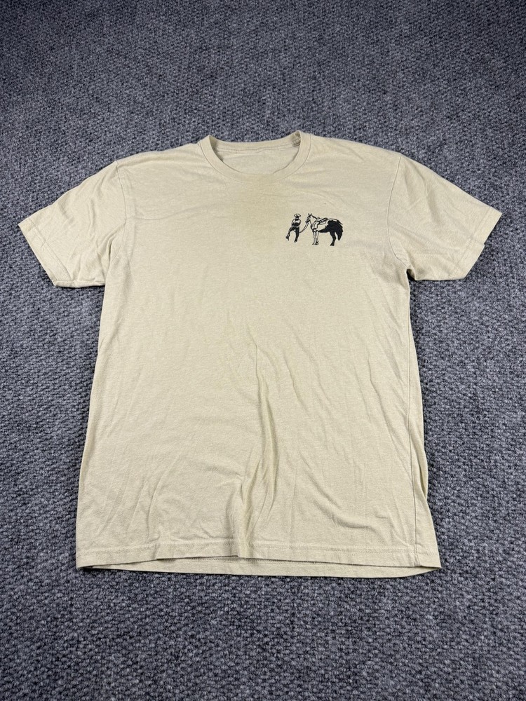 Poncho Shirt Mens Large Beige Cowboy Horse Graphic Tee Western Outdoors Casual