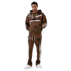 See You In Paradise Printed Hoodie Men’s Hoodie Brown 8641H-BROWN