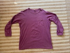 Velva Sheen Long Sleeve Pocket Tee Large Garment Dyed Plum