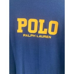 Polo Ralph Lauren Navy Yellow Logo Spellout Long Sleeve Tee Men’s Small NEW