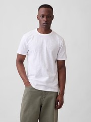 Gap Shirt Mens Medium White Lived-In Slub Crewneck Cotton Short Sleeve $30 MSRP