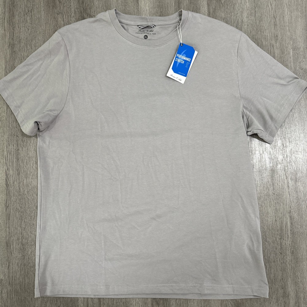 NWT Porter & Ash Performance Tee Shirt Mens XL Gray Crew Classic