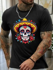 Skeleton Flower Graphic T-Shirt Gothic Casual Streetwear Tee