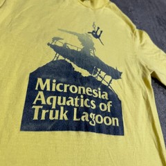 Vintage 70s Wreck Diving Shirt S Micronesia Aquatics of Truk Lagoon WW2 Ships