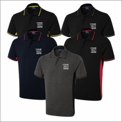 Personalised Embroidered Uneek Two Tone Polo Shirt Custom Text Casual Poloshirts