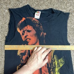 David Bowie Ziggy Stardust Black Graphic Muscle Tee Shirt Cut Off Sleeves Small