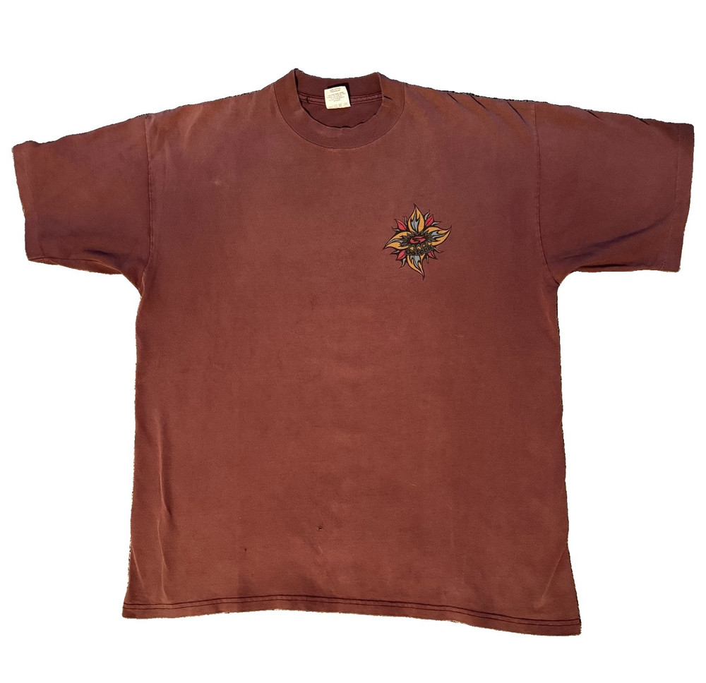 Vintage 90s Gotcha Double-Sided Graphic Maroon Single Stitch Neck Tee XL