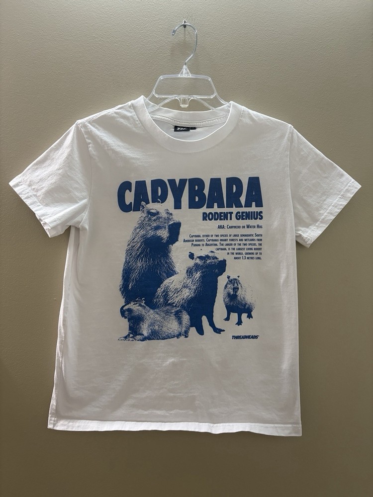 Thread Heads Capybara Rodent Genius Animal Graphic T-Shirt White Medium