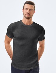 Mens Short Sleeve Athletic T Shirt Muscle Slim Fitted Crewneck Longline Tees …