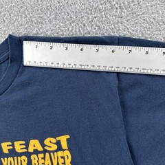 Vtg Fruit Of the Loom Mens Large Blue T Shirt 2006 Beast Feast Beaver On A Bun