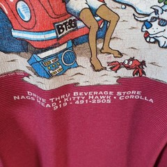 Vintage Cal Cru Brew Thru Graphic 90s USA Single Stitch T Shirt Mens XL Pink