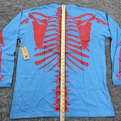 LRG Dead Serious Shirt Mens XL Blue Skeleton Lifted Research Group Kanye Glow