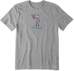Life is Good. Men’s Lobster Jake Short Sleeve Crusher Tee, Heather Gray