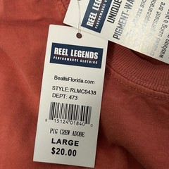 REEL LEGENDS Pocket T-Shirt Large Dark Coral NWT Fish Fishing Marlin Deep Sea
