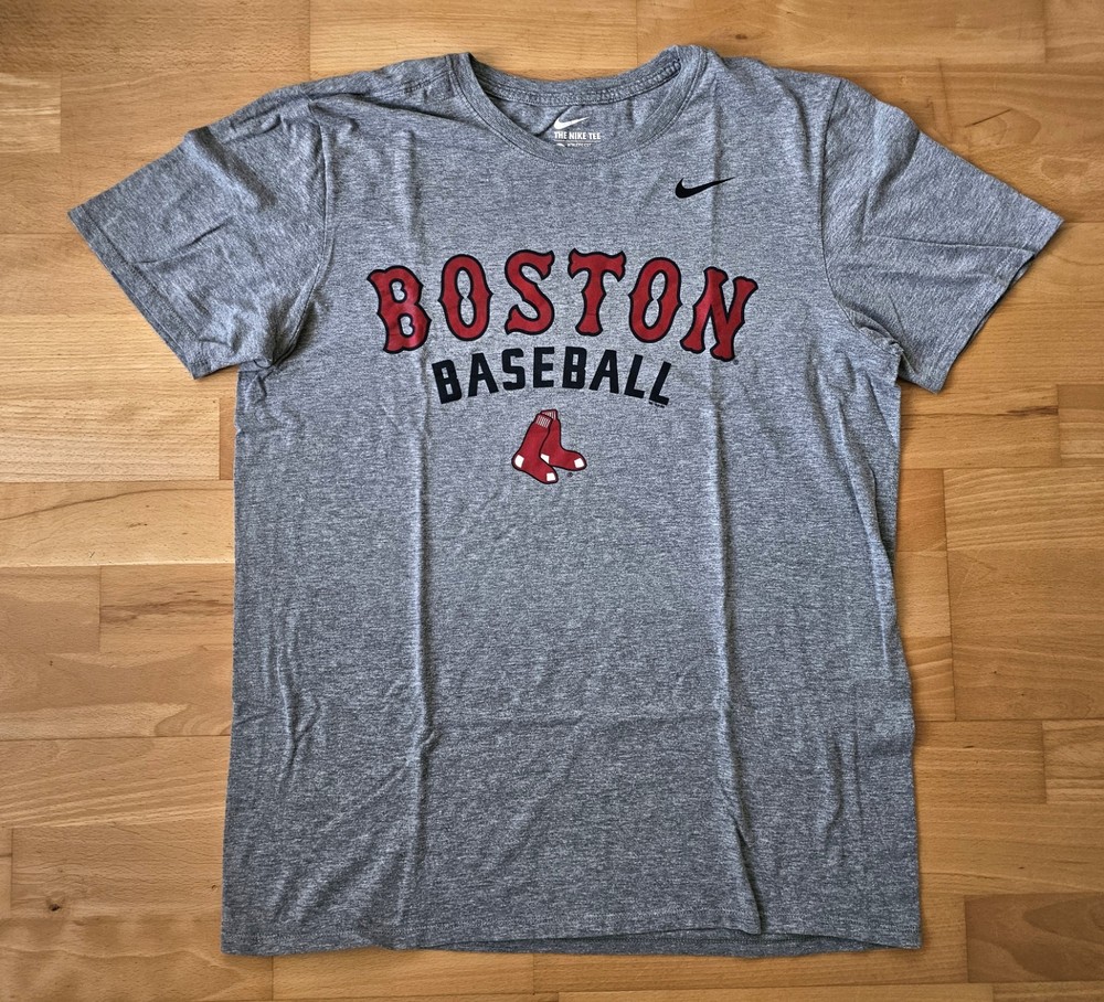 Nike Boston Red Sox T Shirt Mens L Gray MLB Baseball Athletic Cut Graphic Tee