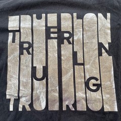 True Religion Metallic Screen Print T-Shirt Black Silver Sz MED Cotton