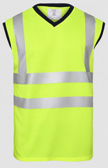 Hi Viz Sleeveless T-Shirt V-Neck Sleeveless Safety Security Work Wear Top UIK