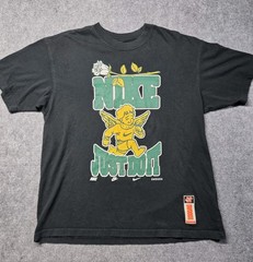 Nike T-Shirt Mens M Black Cherub Angel Rose Just Do It Swoosh Loose Fit Tee