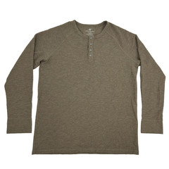 Mack Weldon Henley Shirt Men’s XL Brown Waffle Knit Long Sleeve