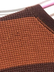 Mens Y2K Mossimo Supply Utility Orange Brown Knit Thermal Striped Shirt Size S